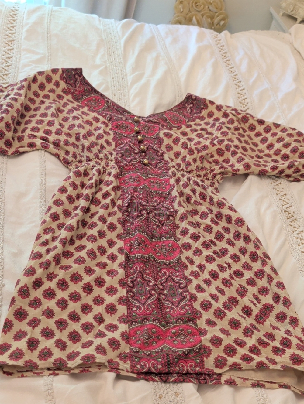 Juicy Couture Pink Paisley Mini Dress with Cream Base